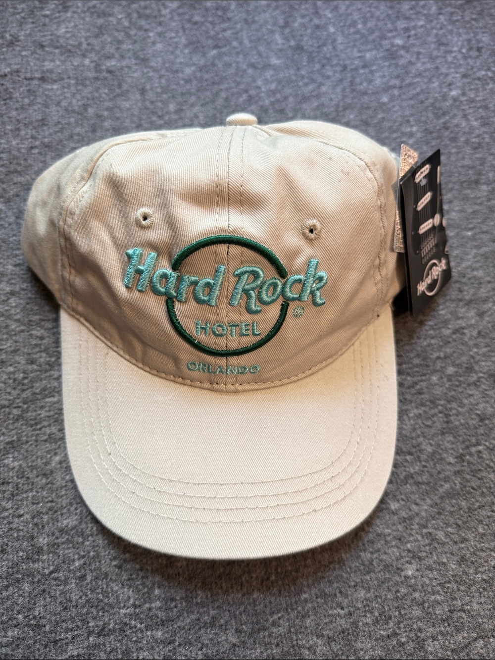 Hard Rock Hotel Orlando Beige Baseball Cap with Teal Logo